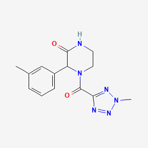 molecular formula C14H16N6O2 B7437734 3-(3-Methylphenyl)-4-(2-methyltetrazole-5-carbonyl)piperazin-2-one 