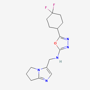 molecular formula C15H19F2N5O B7437736 5-(4,4-difluorocyclohexyl)-N-(6,7-dihydro-5H-pyrrolo[1,2-a]imidazol-3-ylmethyl)-1,3,4-oxadiazol-2-amine 