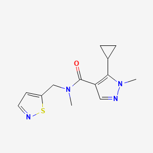 molecular formula C13H16N4OS B7437740 5-cyclopropyl-N,1-dimethyl-N-(1,2-thiazol-5-ylmethyl)pyrazole-4-carboxamide 