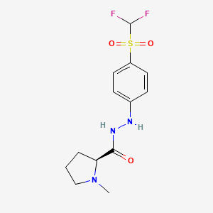 molecular formula C13H17F2N3O3S B7437756 (2S)-N'-[4-(difluoromethylsulfonyl)phenyl]-1-methylpyrrolidine-2-carbohydrazide 