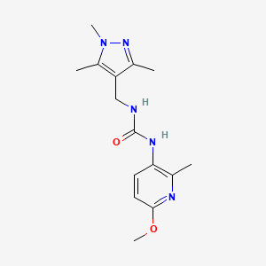 molecular formula C15H21N5O2 B7437764 1-(6-Methoxy-2-methylpyridin-3-yl)-3-[(1,3,5-trimethylpyrazol-4-yl)methyl]urea 