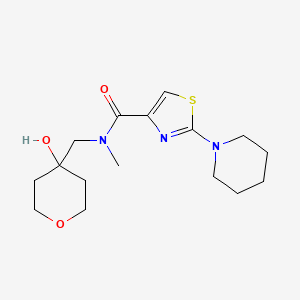 molecular formula C16H25N3O3S B7437785 N-[(4-hydroxyoxan-4-yl)methyl]-N-methyl-2-piperidin-1-yl-1,3-thiazole-4-carboxamide 