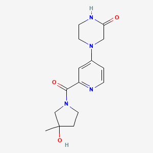 molecular formula C15H20N4O3 B7437801 4-[2-(3-Hydroxy-3-methylpyrrolidine-1-carbonyl)pyridin-4-yl]piperazin-2-one 