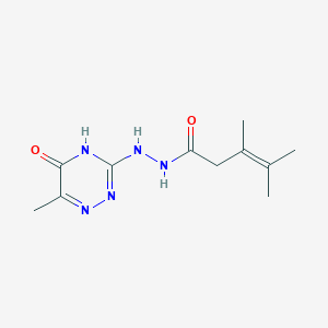 molecular formula C11H17N5O2 B7437808 3,4-dimethyl-N'-(6-methyl-5-oxo-4H-1,2,4-triazin-3-yl)pent-3-enehydrazide 