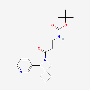 molecular formula C19H27N3O3 B7437817 tert-butyl N-[3-oxo-3-(3-pyridin-3-yl-2-azaspiro[3.3]heptan-2-yl)propyl]carbamate 
