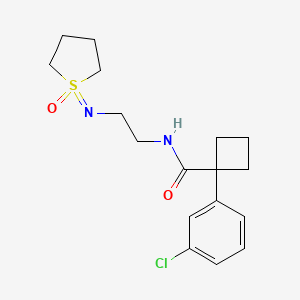 molecular formula C17H23ClN2O2S B7437825 1-(3-chlorophenyl)-N-[2-[(1-oxothiolan-1-ylidene)amino]ethyl]cyclobutane-1-carboxamide 