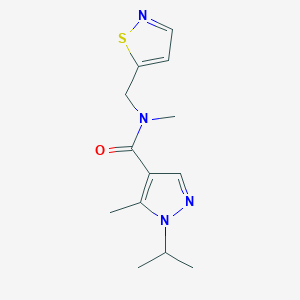 molecular formula C13H18N4OS B7437833 N,5-dimethyl-1-propan-2-yl-N-(1,2-thiazol-5-ylmethyl)pyrazole-4-carboxamide 