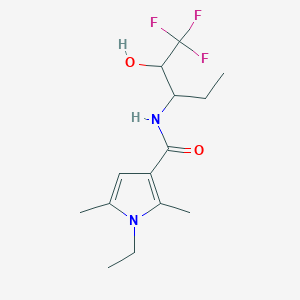 molecular formula C14H21F3N2O2 B7437844 1-ethyl-2,5-dimethyl-N-(1,1,1-trifluoro-2-hydroxypentan-3-yl)pyrrole-3-carboxamide 