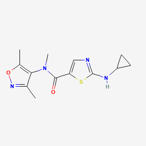 molecular formula C13H16N4O2S B7437852 2-(cyclopropylamino)-N-(3,5-dimethyl-1,2-oxazol-4-yl)-N-methyl-1,3-thiazole-5-carboxamide 
