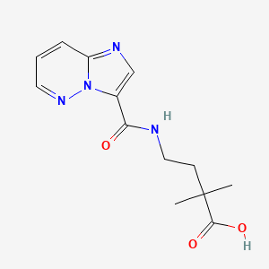molecular formula C13H16N4O3 B7437854 4-(Imidazo[1,2-b]pyridazine-3-carbonylamino)-2,2-dimethylbutanoic acid 