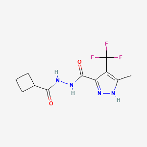 molecular formula C11H13F3N4O2 B7437881 N'-(cyclobutanecarbonyl)-5-methyl-4-(trifluoromethyl)-1H-pyrazole-3-carbohydrazide 