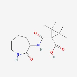 molecular formula C15H24N2O4 B7437933 2,2,3,3-Tetramethyl-1-[(2-oxoazepan-3-yl)carbamoyl]cyclopropane-1-carboxylic acid 