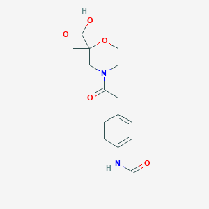 molecular formula C16H20N2O5 B7437946 4-[2-(4-Acetamidophenyl)acetyl]-2-methylmorpholine-2-carboxylic acid 