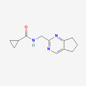 molecular formula C12H15N3O B7437957 N-(6,7-dihydro-5H-cyclopenta[d]pyrimidin-2-ylmethyl)cyclopropanecarboxamide 