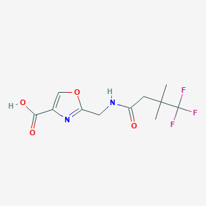 molecular formula C11H13F3N2O4 B7437965 2-[[(4,4,4-Trifluoro-3,3-dimethylbutanoyl)amino]methyl]-1,3-oxazole-4-carboxylic acid 