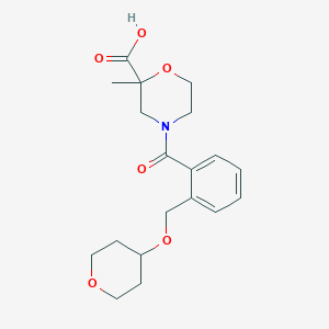molecular formula C19H25NO6 B7437978 2-Methyl-4-[2-(oxan-4-yloxymethyl)benzoyl]morpholine-2-carboxylic acid 