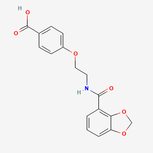 molecular formula C17H15NO6 B7437992 4-[2-(1,3-Benzodioxole-4-carbonylamino)ethoxy]benzoic acid 