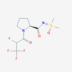 molecular formula C10H14F4N2O3S B7438000 (2S)-N-[dimethyl(oxo)-lambda6-sulfanylidene]-1-(2,3,3,3-tetrafluoropropanoyl)pyrrolidine-2-carboxamide 