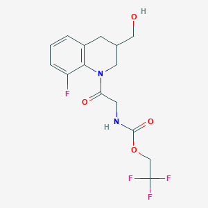 molecular formula C15H16F4N2O4 B7438002 2,2,2-trifluoroethyl N-[2-[8-fluoro-3-(hydroxymethyl)-3,4-dihydro-2H-quinolin-1-yl]-2-oxoethyl]carbamate 