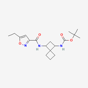 molecular formula C18H27N3O4 B7438003 tert-butyl N-[1-[(5-ethyl-1,2-oxazole-3-carbonyl)amino]spiro[3.3]heptan-3-yl]carbamate 