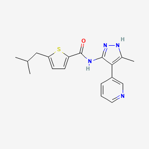 molecular formula C18H20N4OS B7438023 5-(2-methylpropyl)-N-(5-methyl-4-pyridin-3-yl-1H-pyrazol-3-yl)thiophene-2-carboxamide 