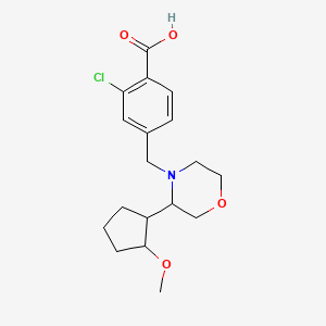 molecular formula C18H24ClNO4 B7438115 2-Chloro-4-[[3-(2-methoxycyclopentyl)morpholin-4-yl]methyl]benzoic acid 