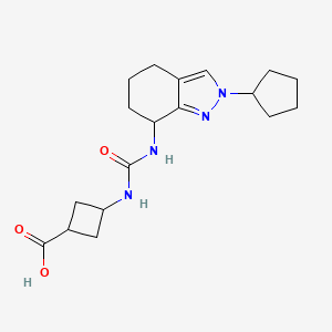 molecular formula C18H26N4O3 B7438134 3-[(2-Cyclopentyl-4,5,6,7-tetrahydroindazol-7-yl)carbamoylamino]cyclobutane-1-carboxylic acid 