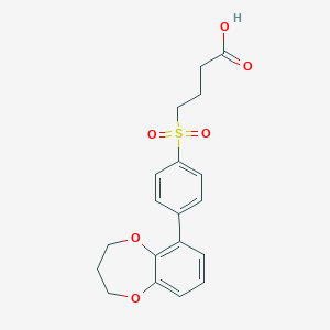 molecular formula C19H20O6S B7438177 4-[4-(3,4-dihydro-2H-1,5-benzodioxepin-6-yl)phenyl]sulfonylbutanoic acid 
