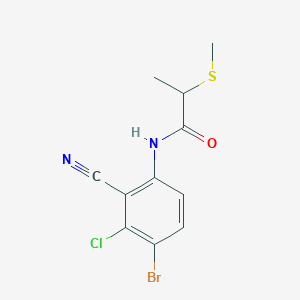 molecular formula C11H10BrClN2OS B7438183 N-(4-bromo-3-chloro-2-cyanophenyl)-2-methylsulfanylpropanamide 
