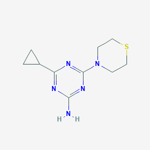 molecular formula C10H15N5S B7438202 4-Cyclopropyl-6-thiomorpholin-4-yl-1,3,5-triazin-2-amine 