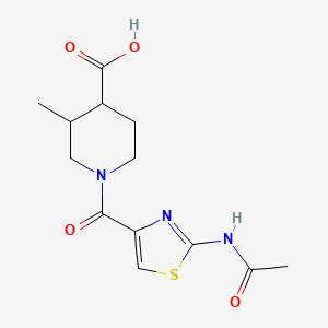 molecular formula C13H17N3O4S B7438214 1-(2-Acetamido-1,3-thiazole-4-carbonyl)-3-methylpiperidine-4-carboxylic acid 
