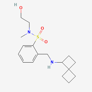 molecular formula C17H26N2O3S B7438219 N-(2-hydroxyethyl)-N-methyl-2-[(spiro[3.3]heptan-3-ylamino)methyl]benzenesulfonamide 