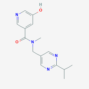 molecular formula C15H18N4O2 B7438280 5-hydroxy-N-methyl-N-[(2-propan-2-ylpyrimidin-5-yl)methyl]pyridine-3-carboxamide 