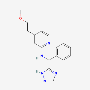molecular formula C17H19N5O B7438303 4-(2-methoxyethyl)-N-[phenyl(1H-1,2,4-triazol-5-yl)methyl]pyridin-2-amine 