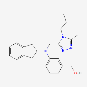 molecular formula C23H28N4O B7438351 [3-[2,3-dihydro-1H-inden-2-yl-[(5-methyl-4-propyl-1,2,4-triazol-3-yl)methyl]amino]phenyl]methanol 