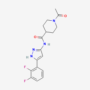 molecular formula C17H18F2N4O2 B7438359 1-acetyl-N-[5-(2,3-difluorophenyl)-1H-pyrazol-3-yl]piperidine-4-carboxamide 