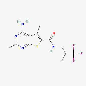 molecular formula C13H15F3N4OS B7438380 4-amino-2,5-dimethyl-N-(3,3,3-trifluoro-2-methylpropyl)thieno[2,3-d]pyrimidine-6-carboxamide 
