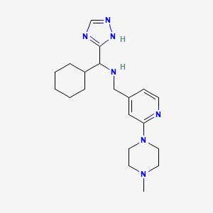 molecular formula C20H31N7 B7438385 1-cyclohexyl-N-[[2-(4-methylpiperazin-1-yl)pyridin-4-yl]methyl]-1-(1H-1,2,4-triazol-5-yl)methanamine 
