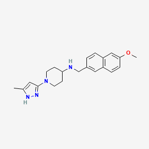 molecular formula C21H26N4O B7438415 N-[(6-methoxynaphthalen-2-yl)methyl]-1-(5-methyl-1H-pyrazol-3-yl)piperidin-4-amine 