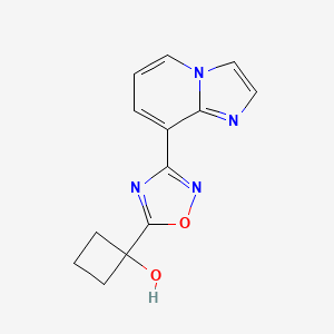 molecular formula C13H12N4O2 B7438420 1-(3-Imidazo[1,2-a]pyridin-8-yl-1,2,4-oxadiazol-5-yl)cyclobutan-1-ol 