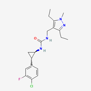 molecular formula C19H24ClFN4O B7438435 1-[(1R,2S)-2-(4-chloro-3-fluorophenyl)cyclopropyl]-3-[(3,5-diethyl-1-methylpyrazol-4-yl)methyl]urea 