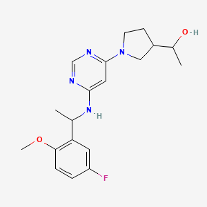 molecular formula C19H25FN4O2 B7438446 1-[1-[6-[1-(5-Fluoro-2-methoxyphenyl)ethylamino]pyrimidin-4-yl]pyrrolidin-3-yl]ethanol 