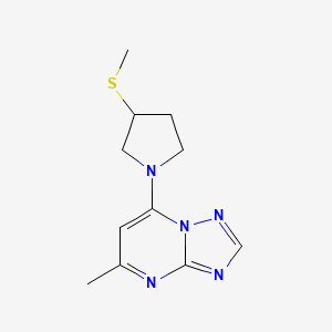 molecular formula C11H15N5S B7438451 5-Methyl-7-(3-methylsulfanylpyrrolidin-1-yl)-[1,2,4]triazolo[1,5-a]pyrimidine 