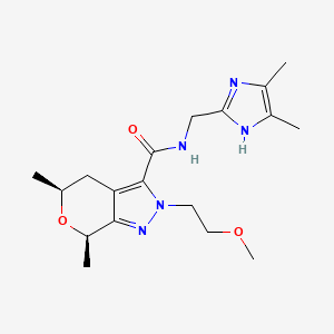 molecular formula C18H27N5O3 B7438464 (5S,7R)-N-[(4,5-dimethyl-1H-imidazol-2-yl)methyl]-2-(2-methoxyethyl)-5,7-dimethyl-5,7-dihydro-4H-pyrano[3,4-c]pyrazole-3-carboxamide 