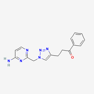 molecular formula C16H16N6O B7438478 3-[1-[(4-Aminopyrimidin-2-yl)methyl]triazol-4-yl]-1-phenylpropan-1-one 