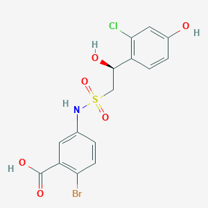 molecular formula C15H13BrClNO6S B7438480 2-bromo-5-[[(2S)-2-(2-chloro-4-hydroxyphenyl)-2-hydroxyethyl]sulfonylamino]benzoic acid 