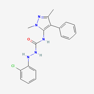 molecular formula C18H18ClN5O B7438488 1-(2-Chloroanilino)-3-(2,5-dimethyl-4-phenylpyrazol-3-yl)urea 