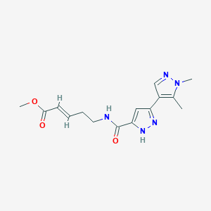 molecular formula C15H19N5O3 B7438518 methyl (E)-5-[[3-(1,5-dimethylpyrazol-4-yl)-1H-pyrazole-5-carbonyl]amino]pent-2-enoate 