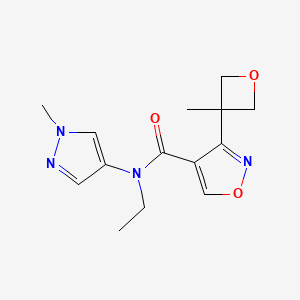 molecular formula C14H18N4O3 B7438541 N-ethyl-3-(3-methyloxetan-3-yl)-N-(1-methylpyrazol-4-yl)-1,2-oxazole-4-carboxamide 