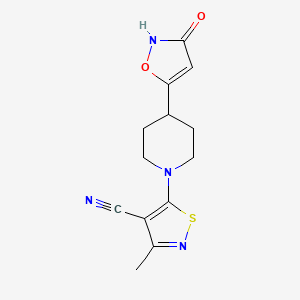 molecular formula C13H14N4O2S B7438550 3-Methyl-5-[4-(3-oxo-1,2-oxazol-5-yl)piperidin-1-yl]-1,2-thiazole-4-carbonitrile 